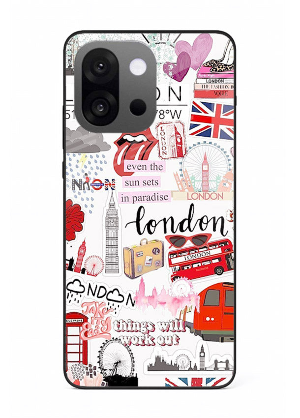 London Icons Stickerbomb collage artwork OnePlus 13s glass back cover