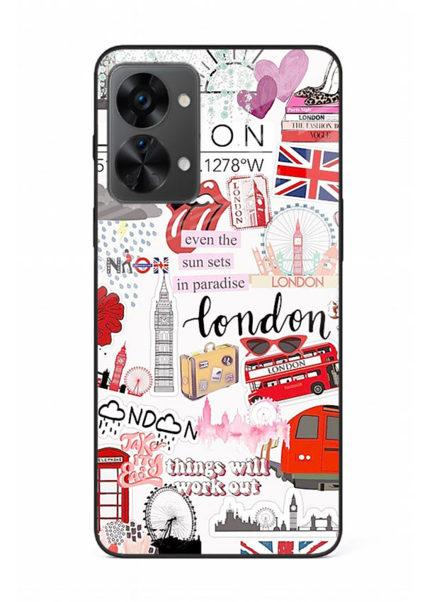 London Icons Stickerbomb collage artwork OnePlus Nord 2T glass back cover