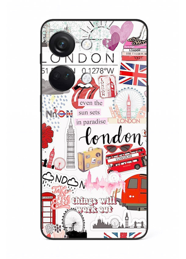 London Icons Stickerbomb collage artwork OnePlus Nord 3 glass back cover