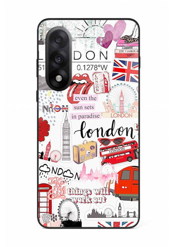London Icons Stickerbomb collage artwork OnePlus Nord 5 glass back cover