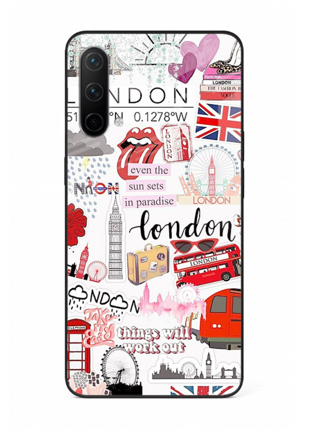 London Icons Stickerbomb collage artwork OnePlus Nord CE 5G glass back cover