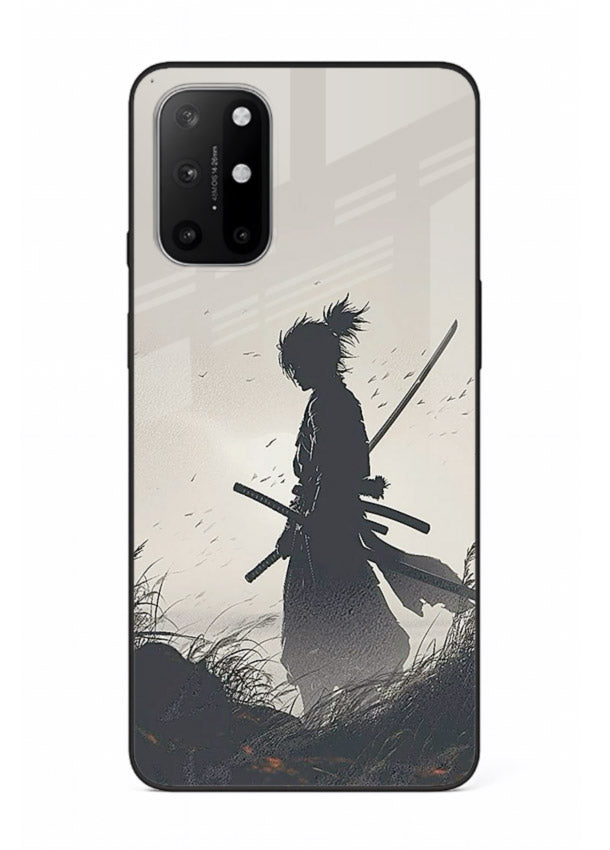 lone samurai sunset warm silhouette art OnePlus 8T glass cover japanese scenic case