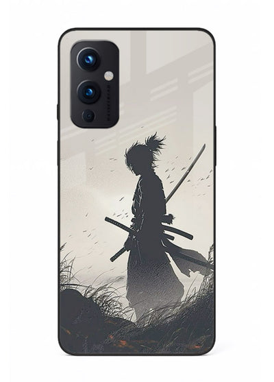 lone samurai sunset warm silhouette art OnePlus 9 Pro glass cover japanese scenic case