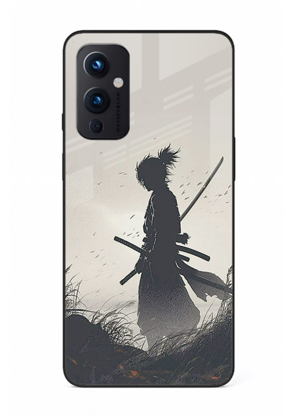 lone samurai sunset warm silhouette art OnePlus 9 Pro glass cover japanese scenic case