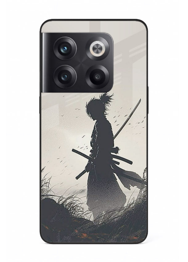 lone samurai sunset warm silhouette art OnePlus 10T glass cover japanese scenic case