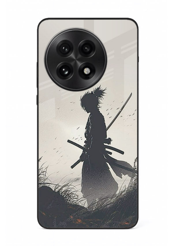 lone samurai sunset warm silhouette art OnePlus 13R glass cover japanese scenic case