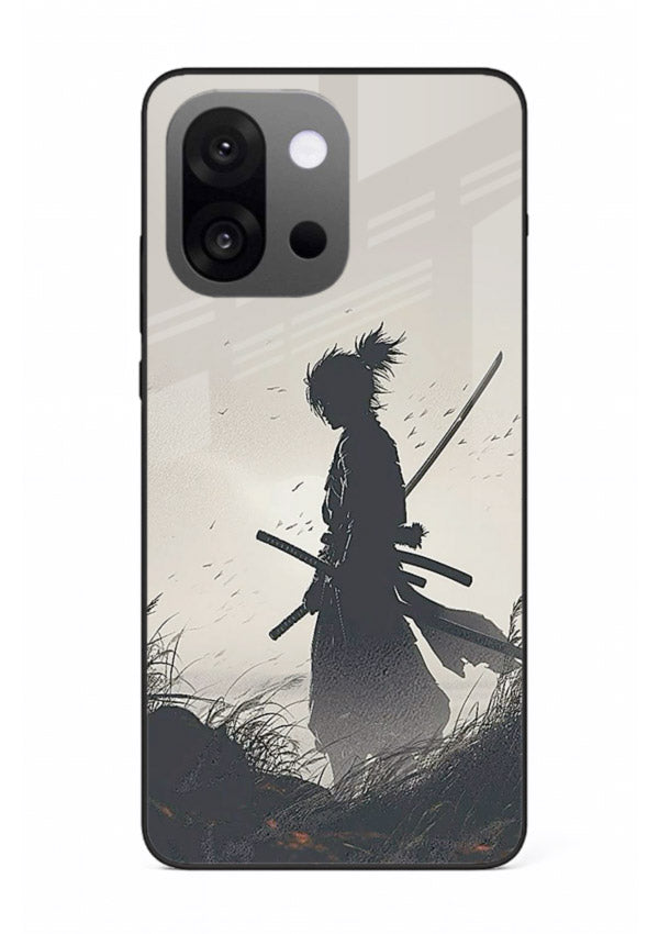 lone samurai sunset warm silhouette art OnePlus 13s glass cover japanese scenic case