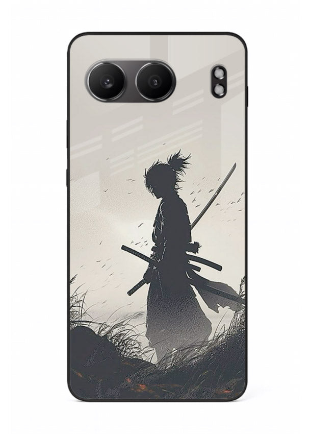 lone samurai sunset warm silhouette art OnePlus Nord 4 glass cover japanese scenic case