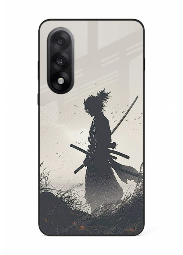 lone samurai sunset warm silhouette art OnePlus Nord 5 glass cover japanese scenic case