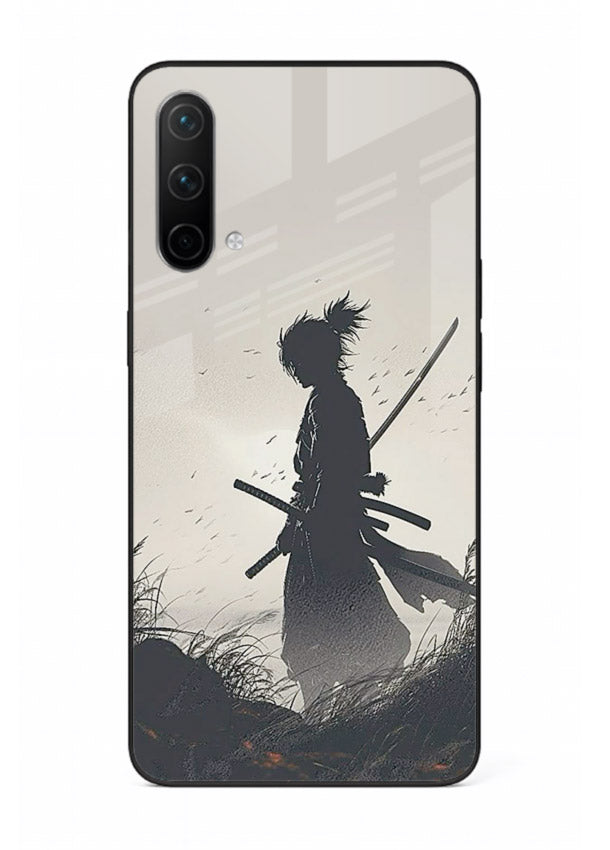 lone samurai sunset warm silhouette art OnePlus Nord CE 5G glass cover japanese scenic case