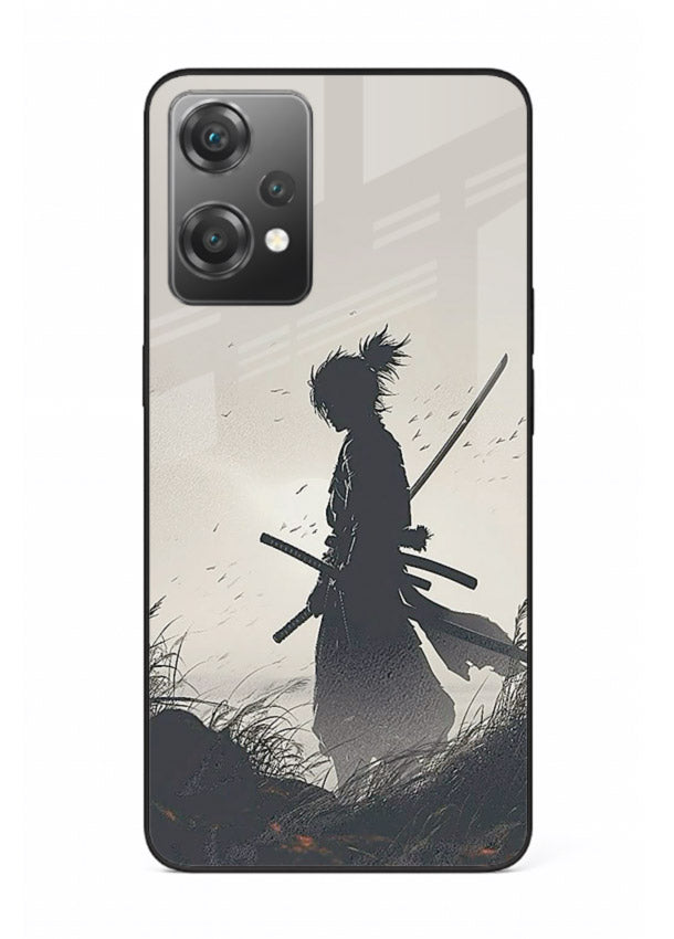 lone samurai sunset warm silhouette art OnePlus Nord CE2 Lite 5G glass cover japanese scenic case