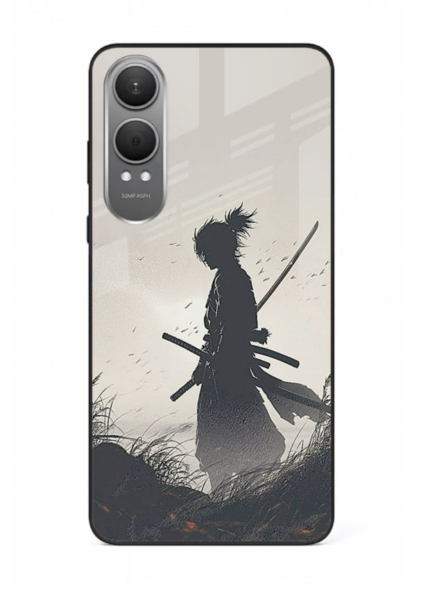 lone samurai sunset warm silhouette art OnePlus Nord CE4 Lite glass cover japanese scenic case