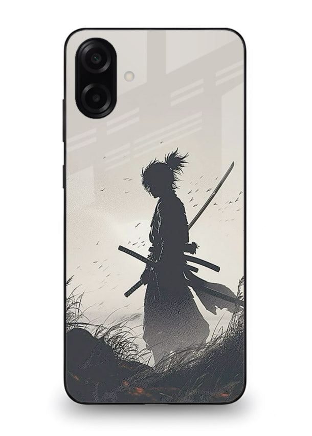 lone samurai sunset warm silhouette art Samsung A06 5G glass cover japanese scenic case