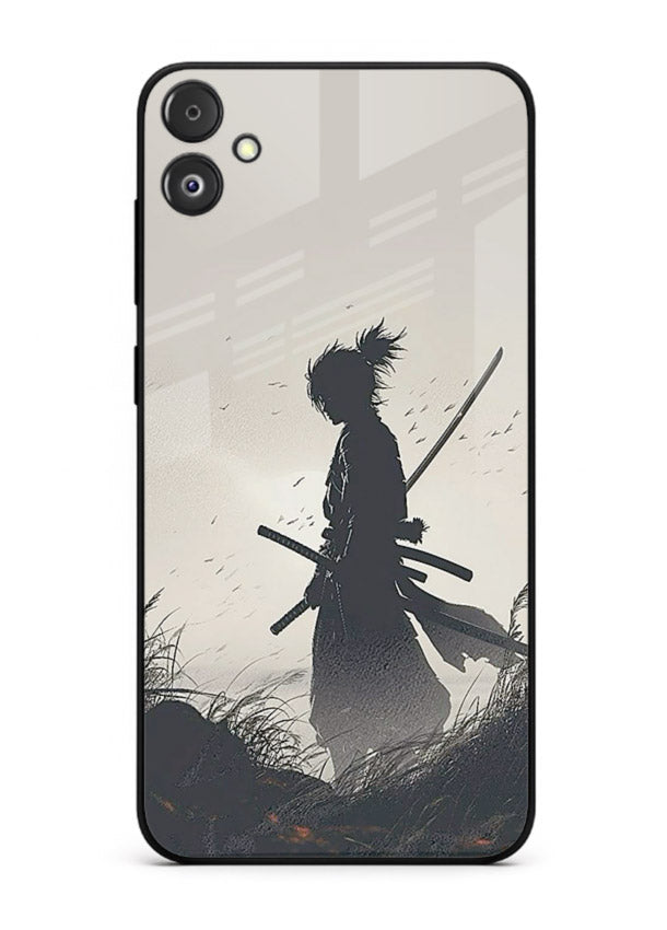 lone samurai sunset warm silhouette art Samsung F05 5G glass cover japanese scenic case