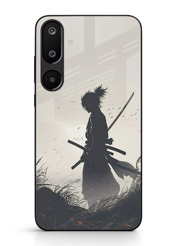 lone samurai sunset warm silhouette art Samsung F16 5G glass cover japanese scenic case