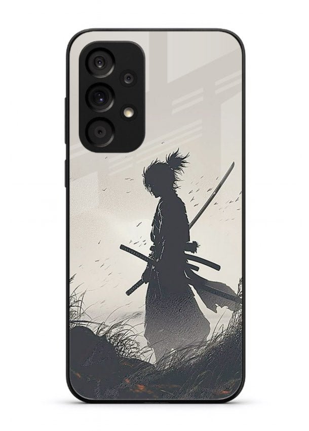 lone samurai sunset warm silhouette art Samsung A23 5G glass cover japanese scenic case