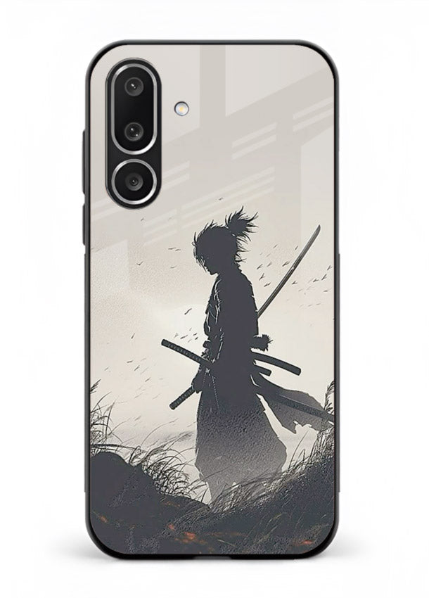 lone samurai sunset warm silhouette art Samsung F56 5G glass cover japanese scenic case
