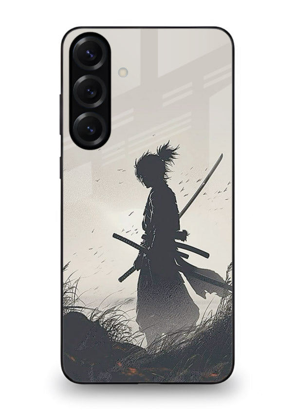 lone samurai sunset warm silhouette art Samsung A35 5G glass cover japanese scenic case