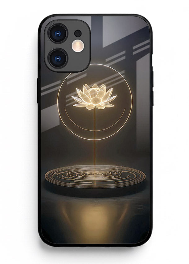 Golden lotus shining spiritual art iphone 11 glass elegant divine cover