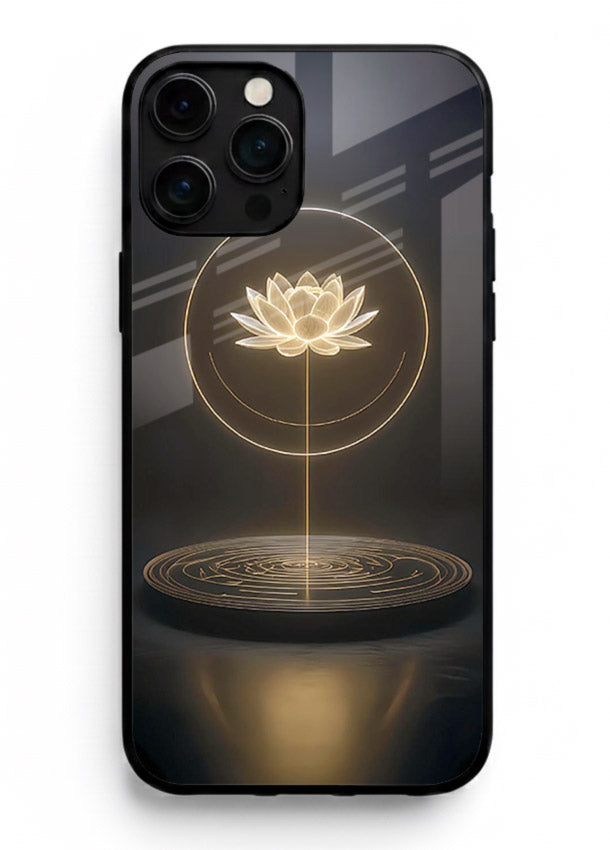 Golden lotus shining spiritual art iphone 11 pro max glass elegant divine cover