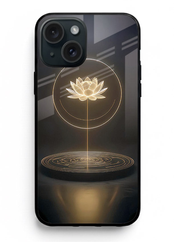 Golden lotus shining spiritual art iphone 13 mini glass elegant divine cover