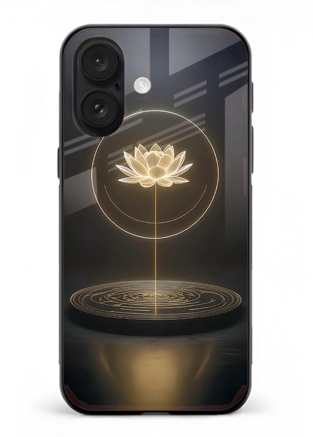 Golden lotus shining spiritual art iphone 16 glass elegant divine cover