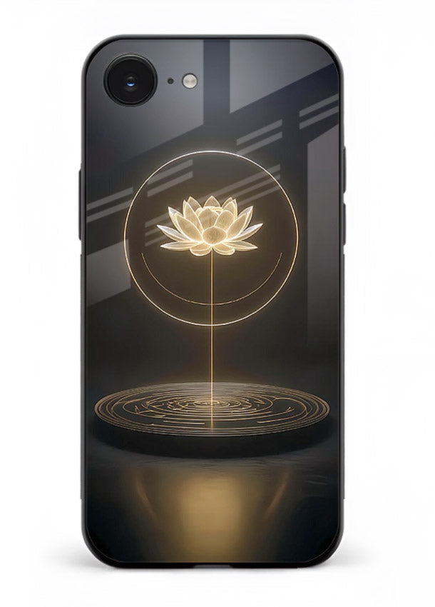 Golden lotus shining spiritual art iphone 16e glass elegant divine cover
