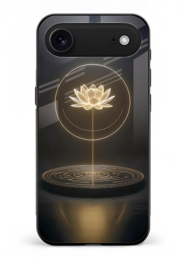 Golden lotus shining spiritual art iphone 17 air glass elegant divine cover