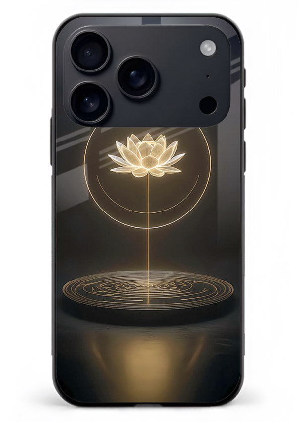 Golden lotus shining spiritual art iphone 18 pro max glass elegant divine cover