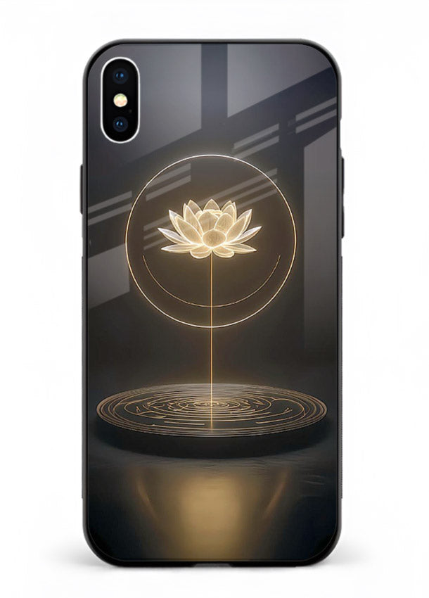 Golden lotus shining spiritual art iphone xs max glass elegant divine cover