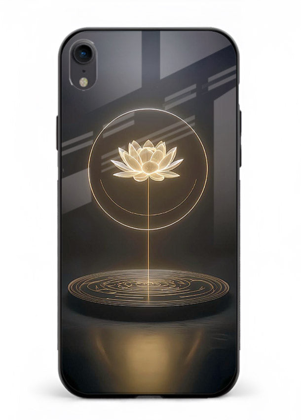 Golden lotus shining spiritual art iphone xr glass elegant divine cover