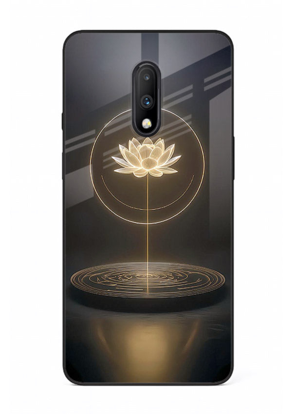 Golden lotus shining spiritual art OnePlus 7 glass elegant divine cover