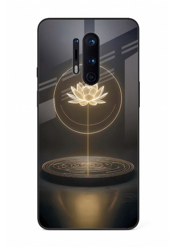 Golden lotus shining spiritual art OnePlus 8 Pro glass elegant divine cover