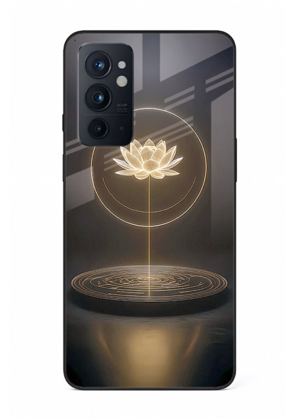 Golden lotus shining spiritual art OnePlus 9RT glass elegant divine cover