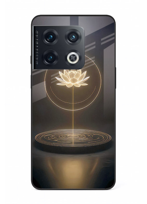 Golden lotus shining spiritual art OnePlus 10 Pro glass elegant divine cover