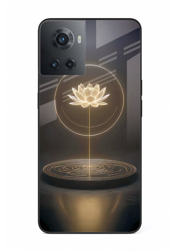 Golden lotus shining spiritual art OnePlus 10R glass elegant divine cover