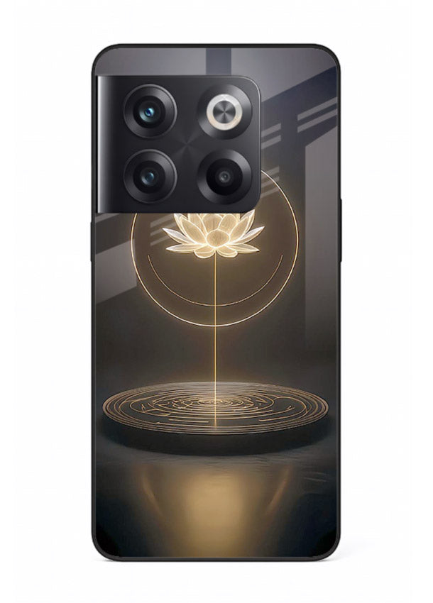 Golden lotus shining spiritual art OnePlus 10T glass elegant divine cover
