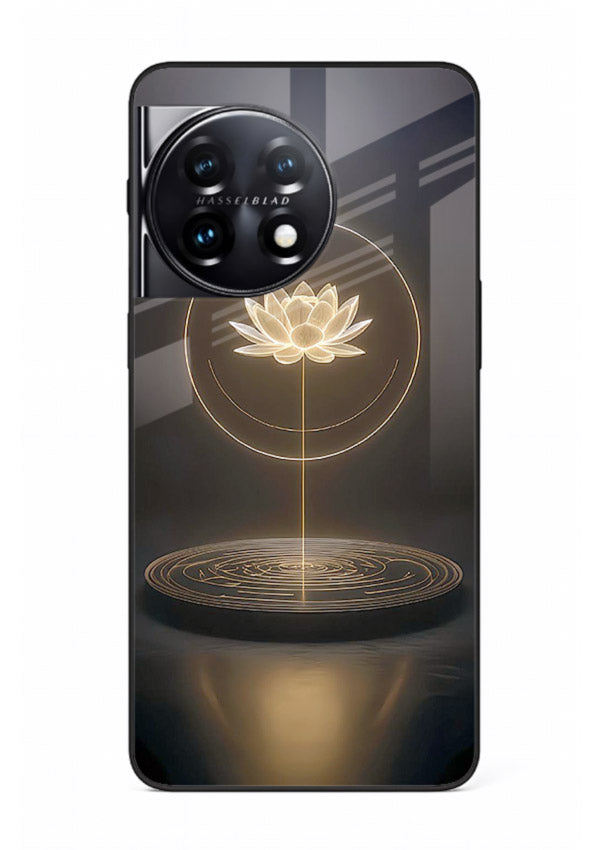 Golden lotus shining spiritual art OnePlus 11 glass elegant divine cover