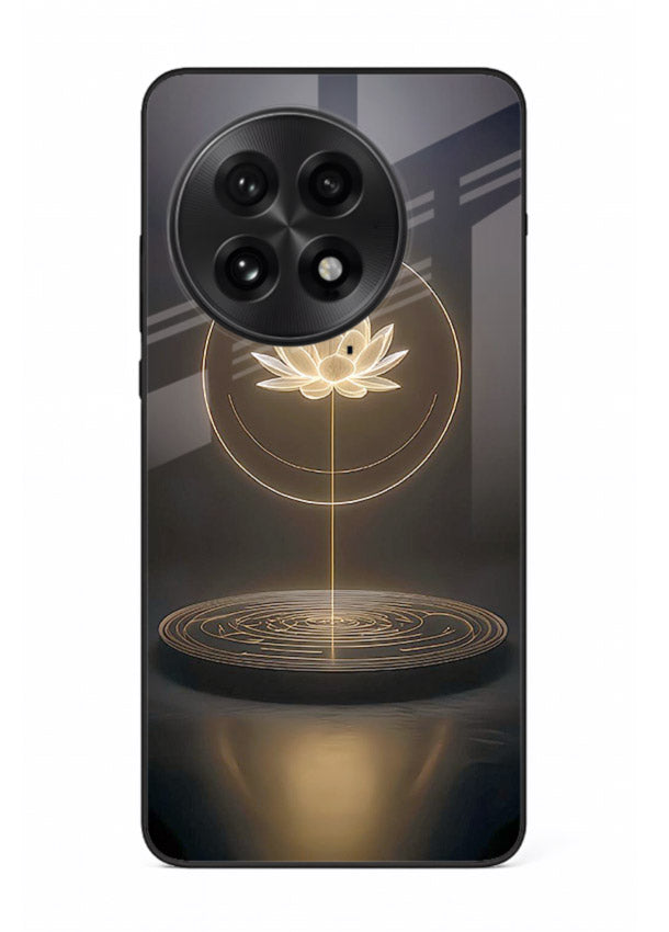 Golden lotus shining spiritual art OnePlus 13 glass elegant divine cover