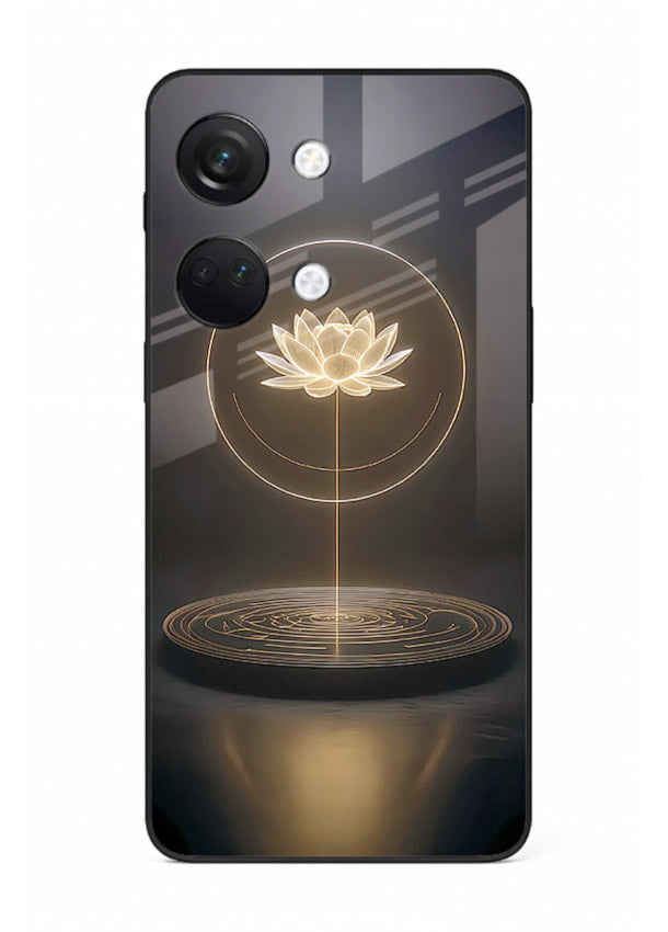 Golden lotus shining spiritual art OnePlus Nord 3 glass elegant divine cover