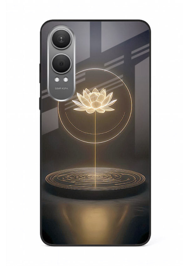 Golden lotus shining spiritual art OnePlus Nord CE4 Lite glass elegant divine cover