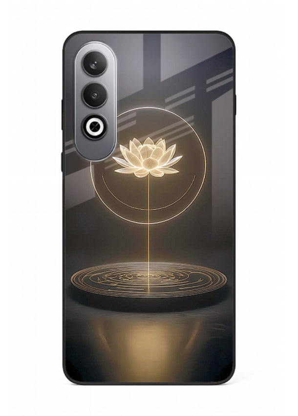 Golden lotus shining spiritual art OnePlus Nord CE4 glass elegant divine cover