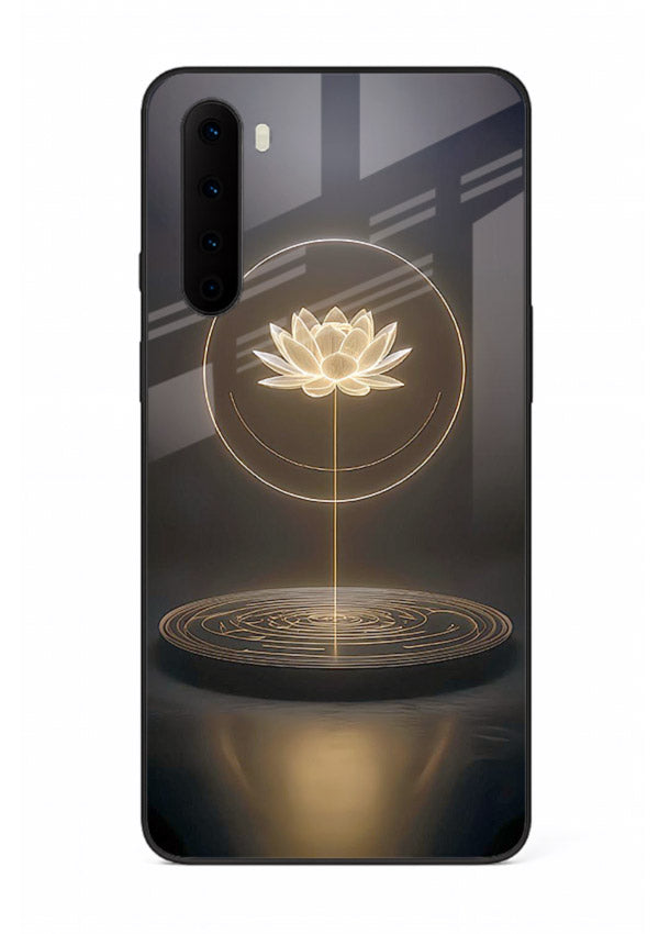 Golden lotus shining spiritual art OnePlus Nord glass elegant divine cover