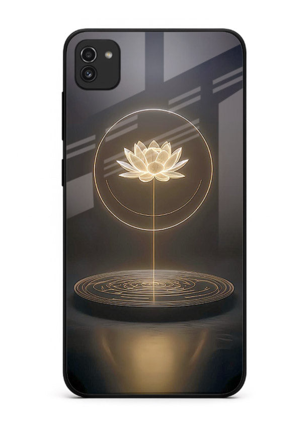 Golden lotus shining spiritual art Samsung A03 glass elegant divine cover