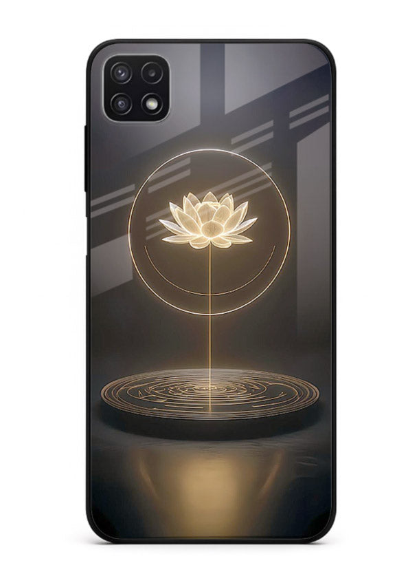 Golden lotus shining spiritual art Samsung A22 5G glass elegant divine cover