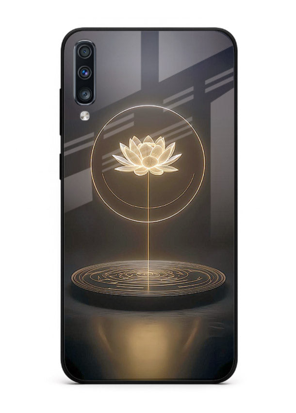 Golden lotus shining spiritual art Samsung A50 glass elegant divine cover