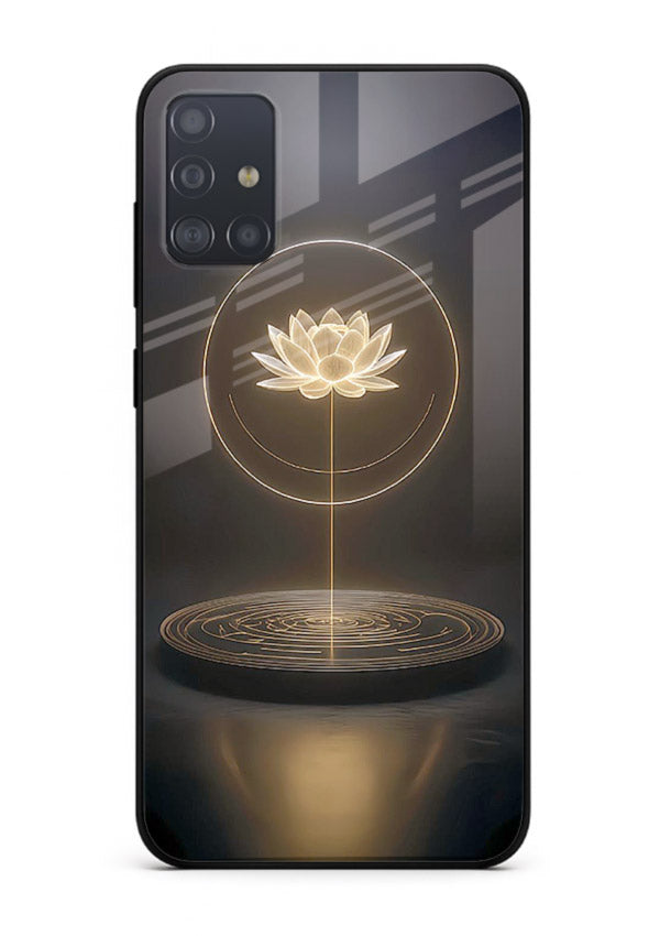 Golden lotus shining spiritual art Samsung A51 glass elegant divine cover