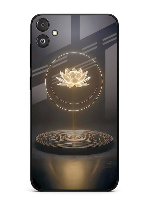 Golden lotus shining spiritual art Samsung F05 5G glass elegant divine cover