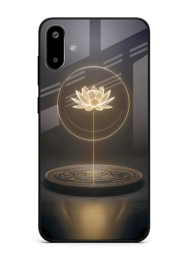 Golden lotus shining spiritual art Samsung F06 5G glass elegant divine cover