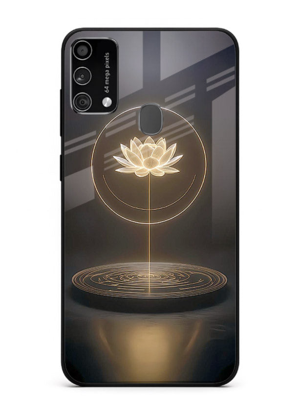 Golden lotus shining spiritual art Samsung F41 glass elegant divine cover